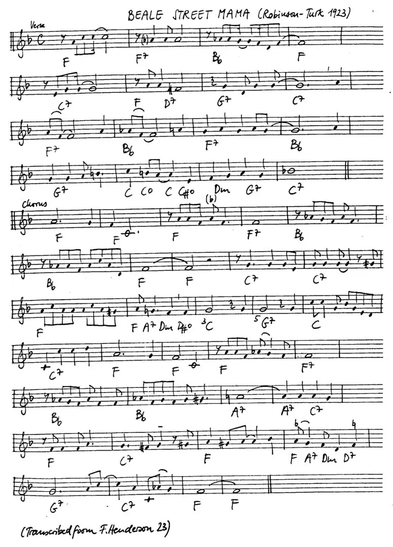 beale street mama free jazz leadsheet - Courtesy of the Jungle Jazz Band